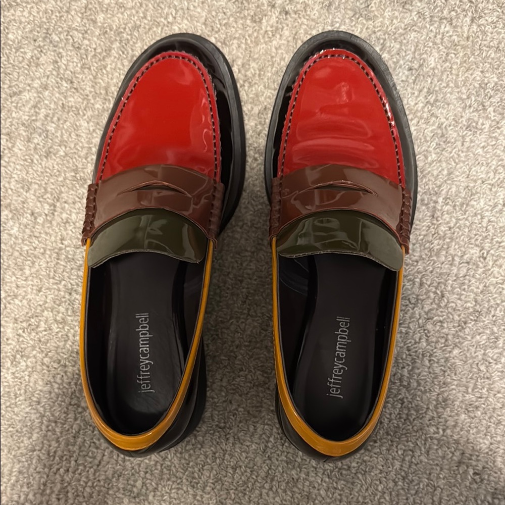 Jeffrey Campbell Red and Brown Loafers